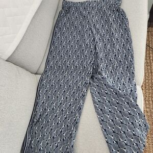 Max Studio Navy & White Geometric Wide-Leg Pants